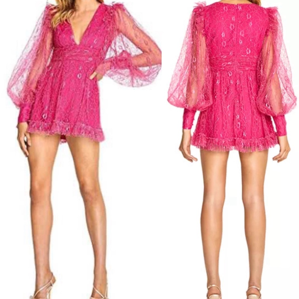 Alice McCall Floyd Fuchsia Lace Mini Dress, US 2